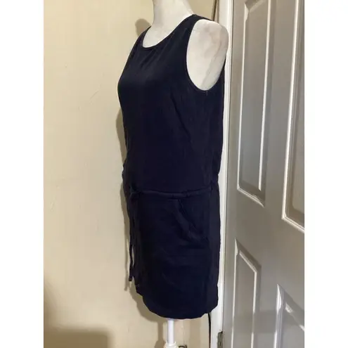 Lilla P Dress Womens Small Navy Blue Sleeveless Drawstring Waist Pockets Casual