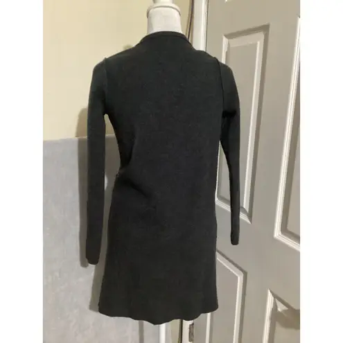 Elie Tahari Gray Open Front Long Sleeve Merino Wool Cardigan Pockets Size S