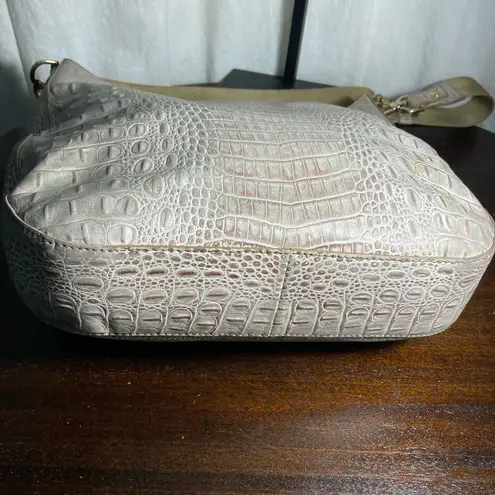 Brahmin Beige Croc-Embossed Leai Shoulder Bag with dust bag, care cards