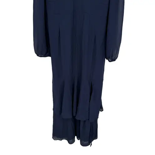 Lulus Tier Elegance Navy Long Sleeve Tiered Maxi Dress Size 2X Blue