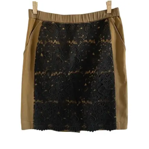 Maeve Anthropologie Olive Black Lace Pencil Skirt