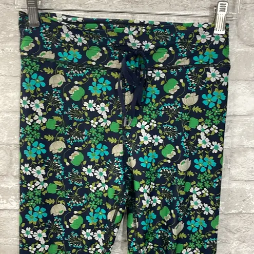 THE UPSIDE Floral Print Compression Leggings Green Blue Size 8