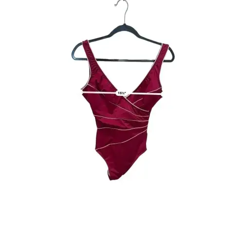 MiracleSuit ‎ Women's Burgundy Solid Swimwear One Piece Bodysuit Size 18
