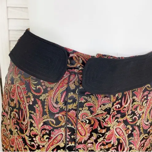 Platinum Stephen Yearick Paisley Pants Brocade Jacquard Straight Leg 14 Black