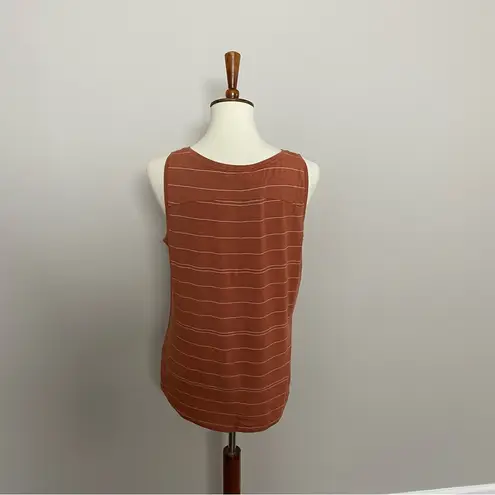 prAna Tank Top Foundation Scoop Neck Pocket Stretch Modal Striped Rust White