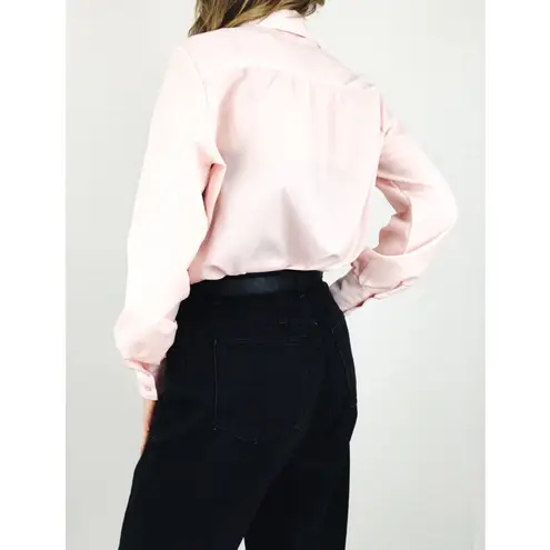 Vintage Sheer Pleated Blouse in Light Pink | Size L Size L