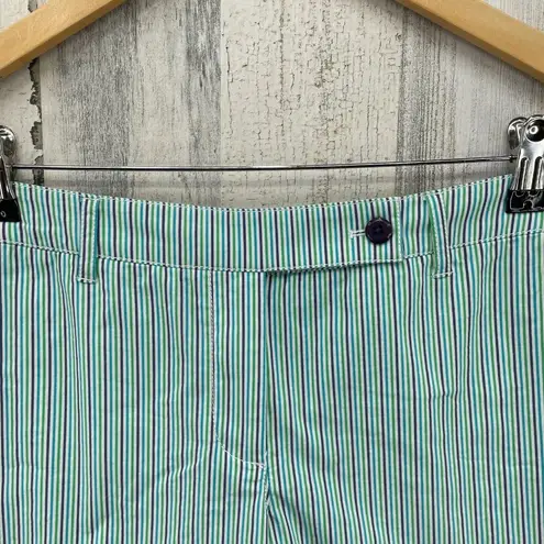 Cutter and Buck Golf Shorts Womens 2 Green Purple Blue White Stripe Cotton Blend - Image 2