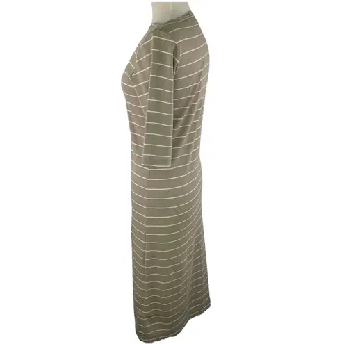 Vtg LL Bean Dress S Beige White Stripe T