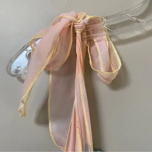 Aakaa NWT pastel rainbow smocked ruffle tiered shoulder tie midi dress Sz Large