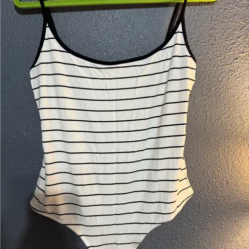 We Wore What  Black and White Striped Tank Top