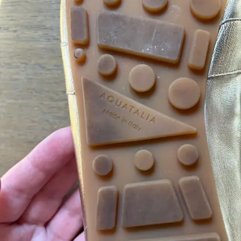 Aquatalia Women's Quinna Metallic Kiltie Tassel Loafers Gold Size 9.5 Designer