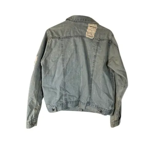 Design Lab Lord & Taylor Light Blue Patch Streetwear Denim Jean Jacket Women Med