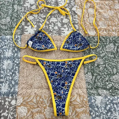 Strawberry Milk Mob Ophelia String Bikini Set Top Small Medium Bottom Blue Size undefined