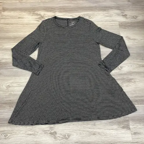 West Loop Black & White Striped Long Sleeve Above the Knee Sweater Dress Large