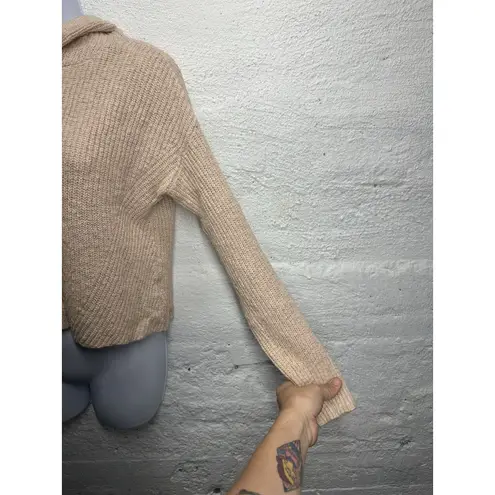 American Eagle Womens Cropped Light Pink Knitted Sweatshirt Size Small