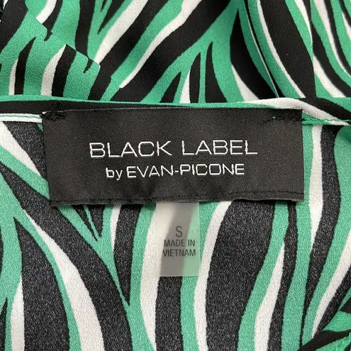 Black Label  by Evan Picone Green Zebra Print 3/4 Tied Sleeve Blouse Small