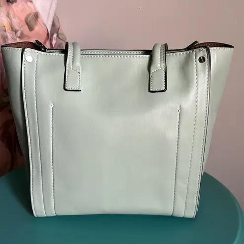 London Fog New Vegan Leather Shopper Tote with Floral Scarf Purse Fob