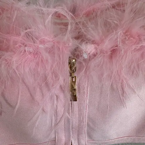 superdown Revolve  Ramona Bustier Feather Crop Top in Pink Blush size XS $80