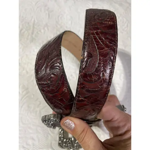 Barse La Fayette Embossed Italian Leather Belt 1997 Brown