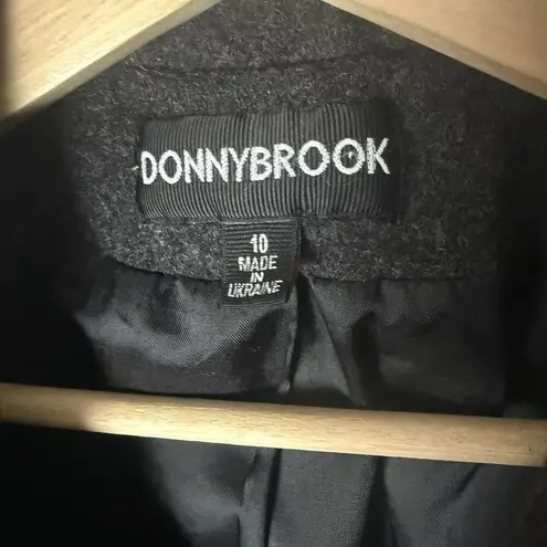 Vintage Donny Brook 100% Wool Long Trench Coat Gray Old Money City Classic 10