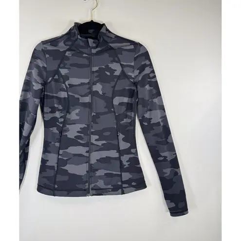Sweaty Betty Womens Jacket Black Tonal Camo Power Workout Full Zip Stretch Small