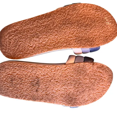 Seychelles  Blue Ombre Leather Slide Sandals Womens Size 7 Resort Summer Comfort