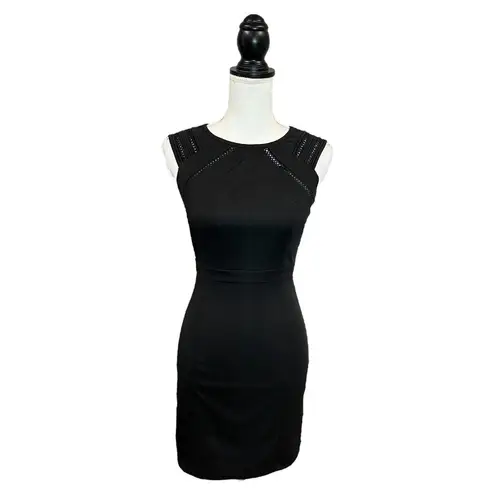 NIKIBIKI Womens Small Career Dress Sheath Sleeveless Round Neck LBD Black