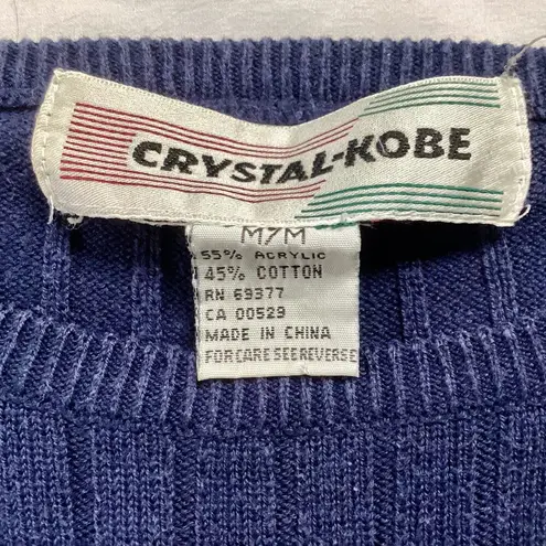 Crystal Kobe Ribbed Knit Sweater Blue Size M