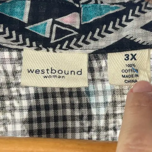 Westbound Woman Black Printed Western Style Shirt Size 3X. NEW