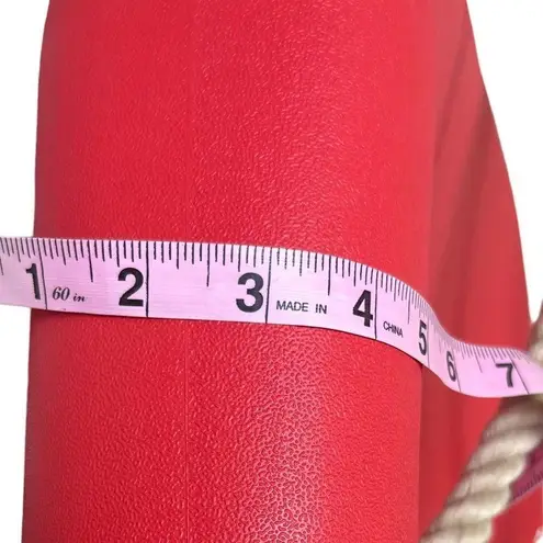 Beach Tote Red Rubber Canvas Lined Tote bag with braided rope handle