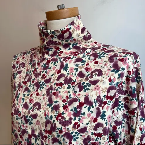 Eastern Mountain Sports Vintage 80s Cotton Turtleneck Floral EMS Pink Large