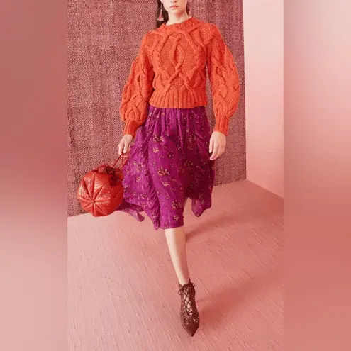 Ulla Johnson  Torri‎ Skirt Magenta Metallic Asymmetrical Midi Skirt Size 4 Small