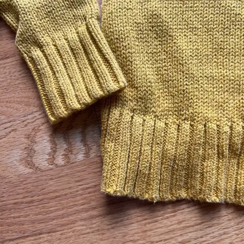 J Crew Sweater XS Yellow Knit Long Sleeve Oarsman Fisherman Roll Neck