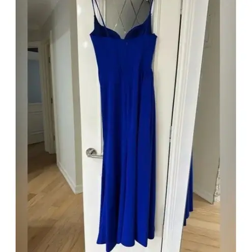 PORTIA & SCARLETT Iridescent Jewels and Structured Gown with Corset Cobalt Sz 8 Blue