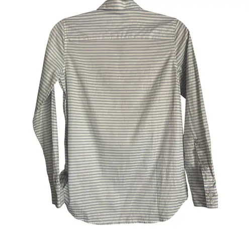 Garnet Hill Womens Blue White Striped Button Up Shirt Size 0 Cotton Long Sleeve