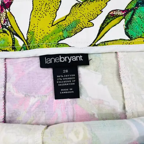 Lane Bryant  Skirt Womens Size 26 White Multi Color Floral Stretch A-Line Mini