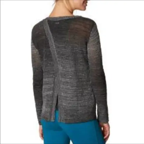 prAna Julien Charcoal Ombré Split Back V-neck Sweater Sz M
