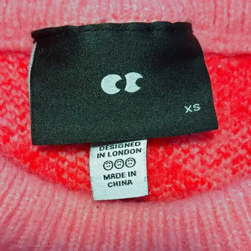 Lazy Oaf Squish Face Fluffy Knit Sweater Jumper XS Pink
