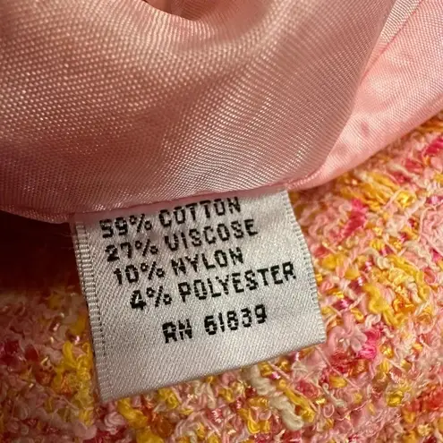 Rickie Freeman For Teri Jon Pink Tweed Tie Dye Ruffle A