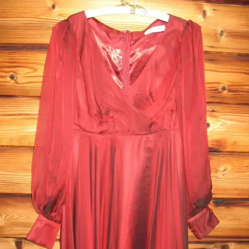 Mac Duggal 67873 Womens Sheer Blouson Sleeve Surplice Gown