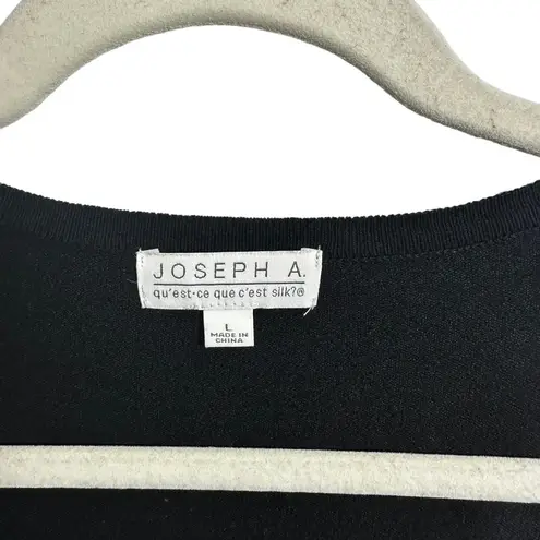 Joseph A . Women’s Sz L Black Sequin Mesh Button Up Cardigan Striped