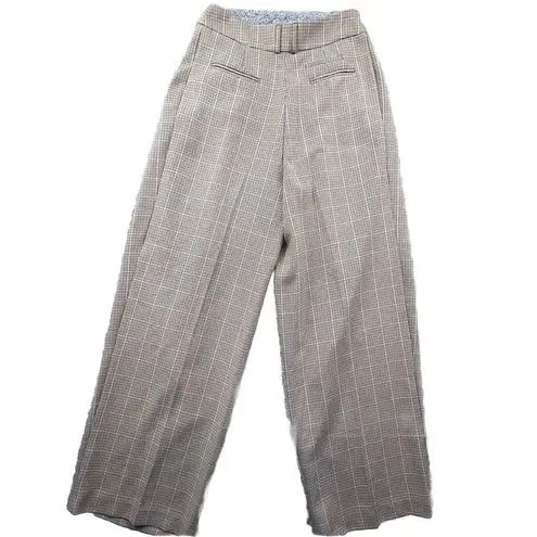 Topshop Top‎ Shop Women Pleated Glenn Plaid Womens  Wide Leg High Rise Trousers Size 6