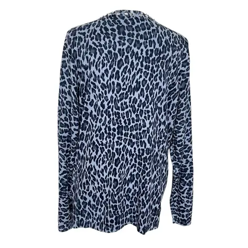 Quacker Factory Quaker Factory Blue Leopard Print Rhinestones Beaded Cardigan Women’s Size L - Image 4