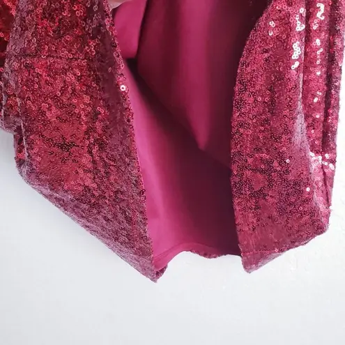 Marina Red Sequin Short Sleeve Cocktail Dress Size 10