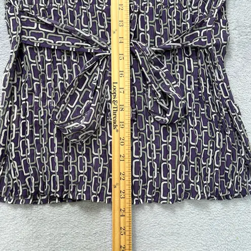 Notations Y2K Ruffle Blouse Small Sheer Chain Print Mesh Top Retro Glam Vibes