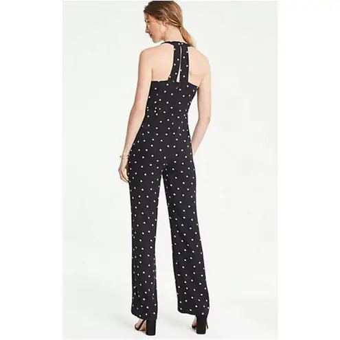 Ann Taylor  Black White Polka Dot Racerback Tie Waist Pants Jumpsuit 4