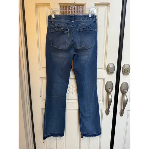 Democracy High Rise Bootcut Jeans Medium Wash Distressed Raw Hem Women's Size 8