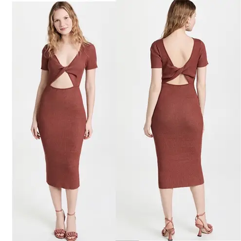 Naadam Reversible Cashmere Blend Ribbed Twist Dress Size XS NWT $325.00