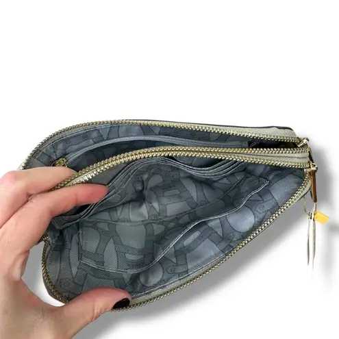 Aimee Kestenberg NWT Violet Brushed Metallic Genuine Leather Zipper Gala Clutch