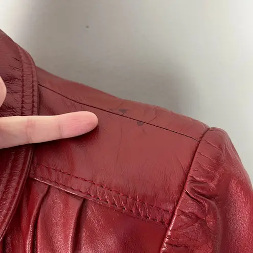 Vintage WINLIT Leather Jacket Womens Small M Red Rust Mod Gogo Hipster 1960s 13 Size undefined